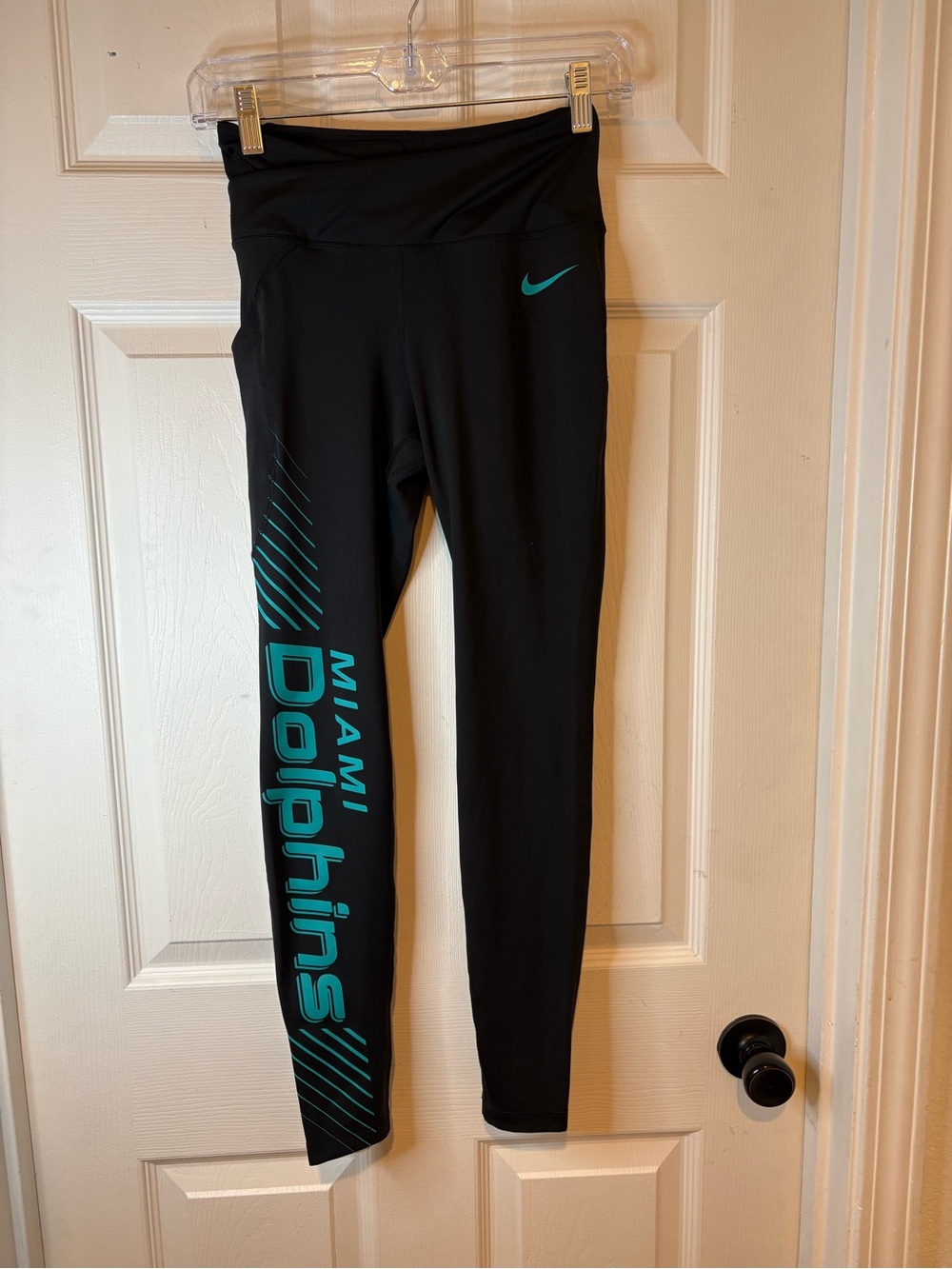 Nike Black Leggings with Teal Miami Dolphins Script